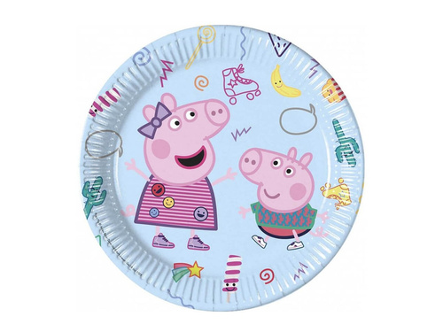 Talerzyki papierowe na urodziny Świnka Peppa - 23 cm - 8 szt.