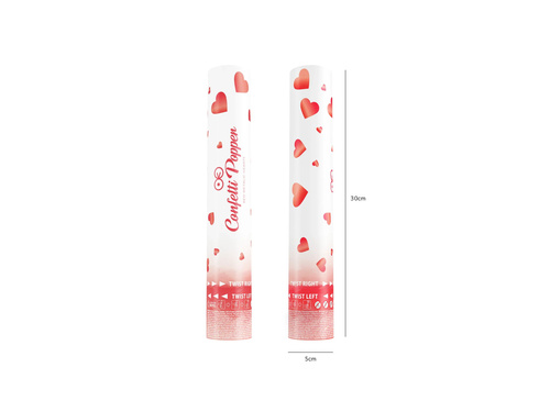 Tuba strzelająca - metaliczne czerwone serca - 30 cm - 1 szt.