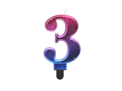 Night Sky metallic number candle - 3 - three