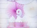 Number candle with glitter - 9 - 1 piece.