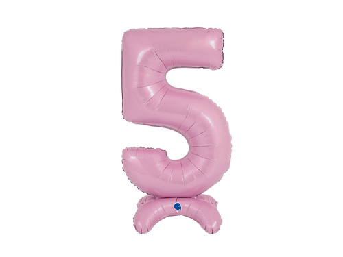 Number 5 Pastel Pink Standing Foil Balloon - 64 cm - 1 pc