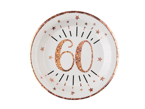 Plates for sixtieth birthday Sparkling pink gold - 22,5 cm - 10 pcs.