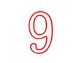 Large number candle with red border nine - "9"