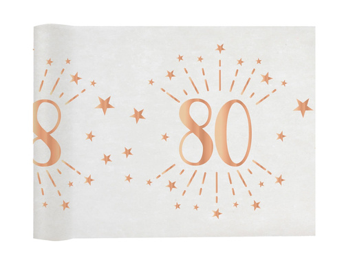 Table runner decoration with print for 80th birthday Sparkling pink gold - 30 cm x 5 m - 1 pc.