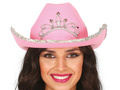 Kapelusz kowbojski różowy z tiarą - 1 szt.