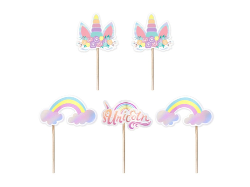 Unicorn cake picks - 5 pcs.