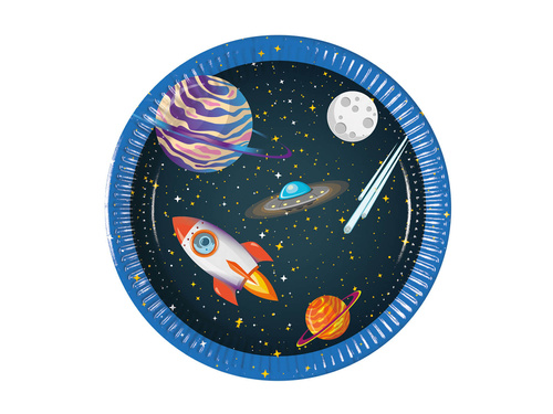 Talerzyki papierowe na urodziny Kosmos - 20 cm - 8 szt.