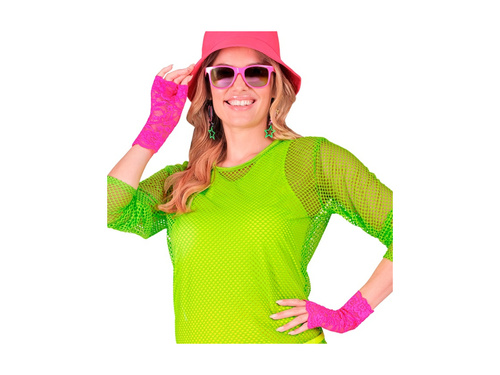 Neonowo różowe koronkowe rękawiczki