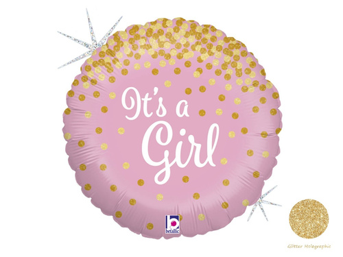 Balon foliowy It's a Girl różowy - 46 cm - 1 szt.