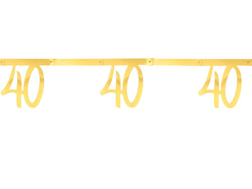 Gold 40th birthday garland - 250 cm - 1 pcs.