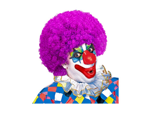 Kręcona peruka klauna fioletowa włosy afro