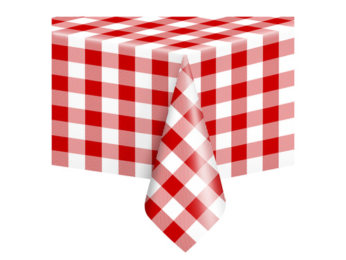 Red and white checkered foil tablecloth - 137 x 274 cm - 1 pc.