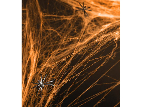 Orange spider web with 2 spiders - Halloween web - 60 g.