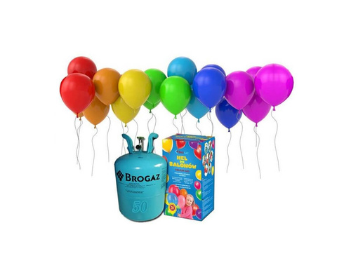 Zestaw do samodzielnego napełniania 30 balonów helem - butla + balony + wstążki.