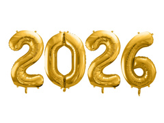 Zestaw balonów foliowych 2026 złoty - 86 cm - 4 szt.