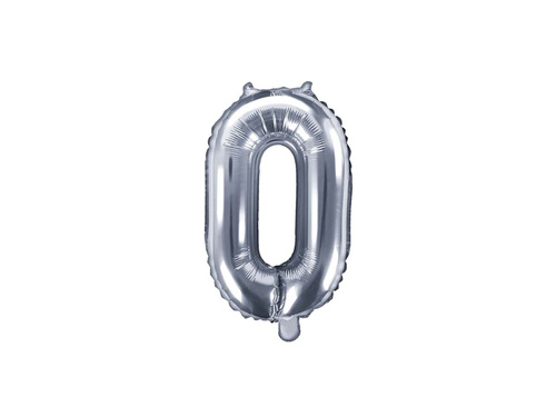 Foil balloon number 0 silver - 35 cm