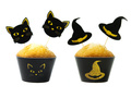 Zestaw dekoracji na babeczki Czarownica i kot - 12 szt.