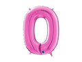 Balon foliowy cyfra 0 fuksjowa - 66 cm - 1 szt.