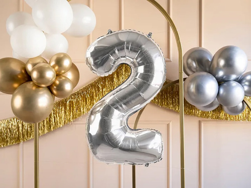 Number 2 silver Foil Balloon - 72 cm - 1 pc