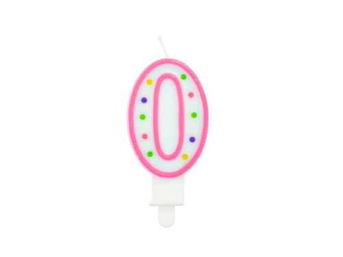 Candle number zero 0 with dots - 1 piece.