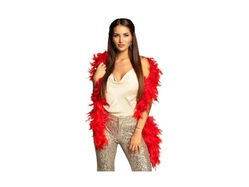 Szal BOA z piór - czerwony - 180 cm