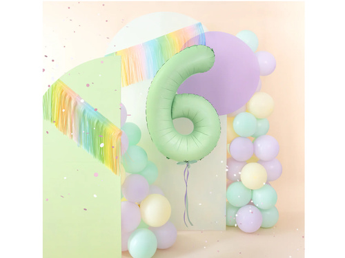 Number 6 Pistachio Foil Balloon - 100 cm - 1 pc