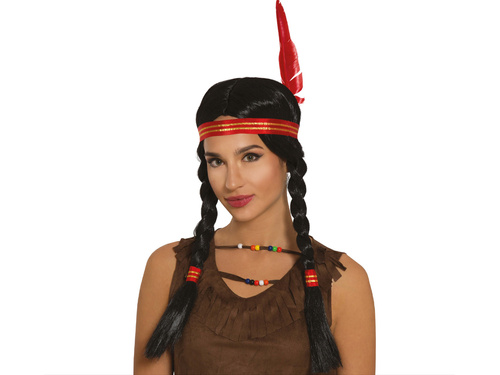Peruka Indianki z piórkiem - 1 szt.