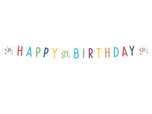 Happy Birthday banner for twenty-first birthday Confetti - 180 cm - 1 pcs.