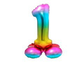 Balon foliowy stojący cyfra 1 tęczowa - 81 cm