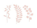 Dekoracja Gałązki z listkami pudrowy róż - 9 szt.