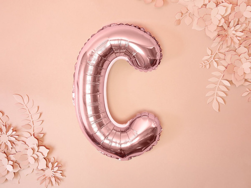 Foil balloon letter "C" pink and gold - 35 cm
