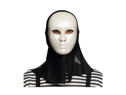 Maska Mim z kapturem biała