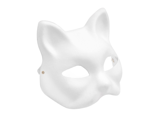 Maska papierowa biała Kot DIY - 10 szt.