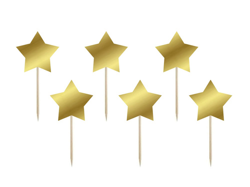Gold star pickers - 7 cm - 6 pcs.