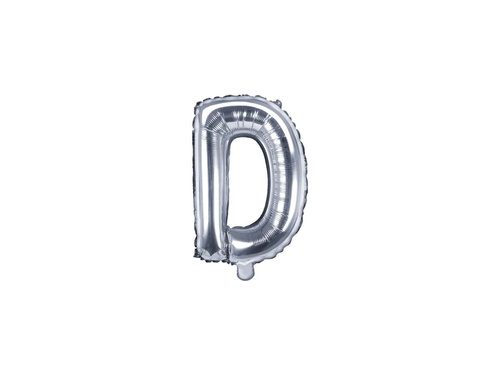Foil balloon letter "D" silver - 35 cm