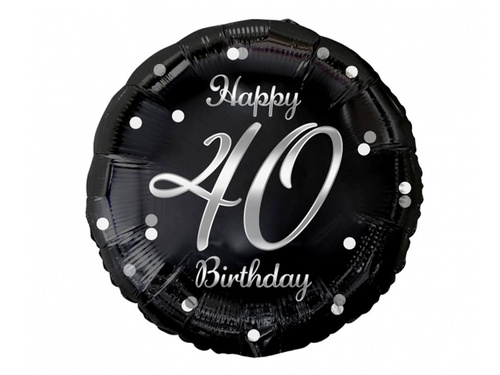 Foil balloon for forty with silver print - 46 cm - 1 pc.