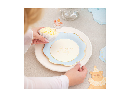 Talerzyki papierowe Sweet Baby - niebieskie - 21,5 cm - 6 szt.