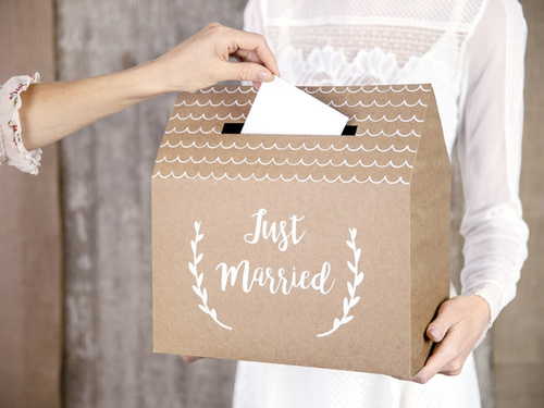Box for envelopes with wishes, gifts Just Married - 1 pc.