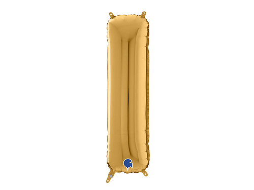 Balon foliowy złota litera I - 66 cm - 1 szt.