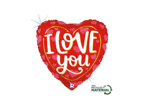 Balon foliowy serce czerwone z napisem I Love You - 14" - 1 szt.