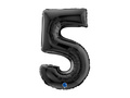 Balon foliowy cyfra 5 czarny - 26" - 1 szt.