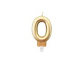 Gold number candle - 0 - 1 piece.
