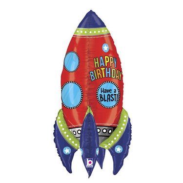 Balon foliowy Happy Birthday Rakieta 3D - 91 cm - 1 szt.