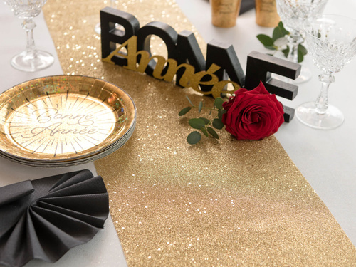 Decoration glitter table runner - gold - 28 cm x 3 m - 1 pcs.
