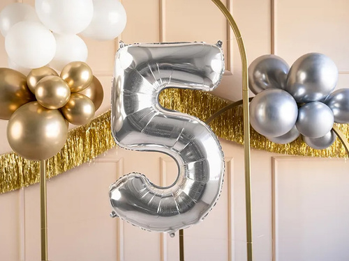 Number 5 silver Foil Balloon - 72 cm - 1 pc
