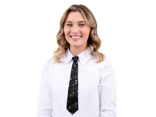 Cekinowy krawat - czarny - 36 cm - 1 szt.