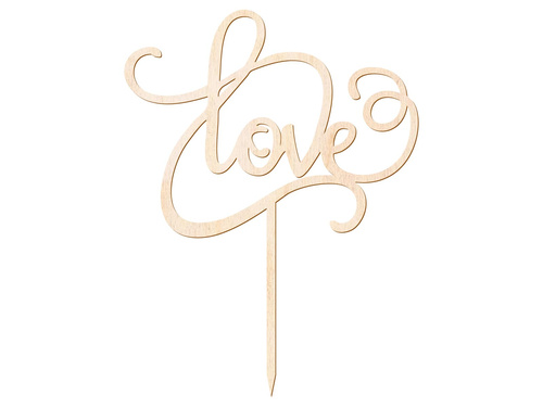 Love wooden cake topper - 16 cm