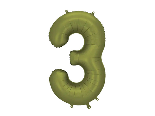 Balon foliowy oliwkowa cyfra 3 - 86 cm - 1 szt.