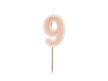 Świeczka cyferka dziewięć brudny róż - 9 - 1 szt.