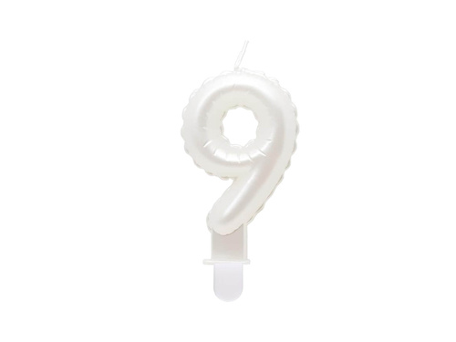 Pearl number candle white - 9 - nine